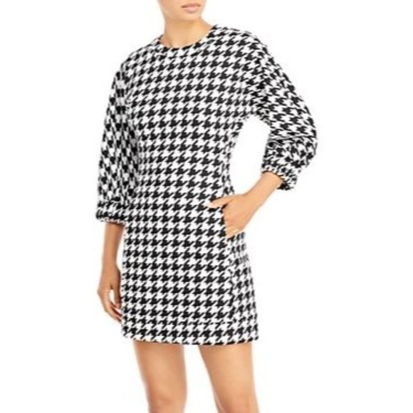Aqua X Scout the City Houndstooth Balloon Sleeve Mini Dress NWT Small - Picture 3 of 3